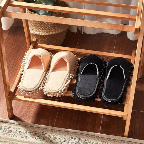 2 Pairs Microfiber Cleaning Mop Slippers for Floor Cleaning House Mop Shoes Men and Women Washable Unisex Dusting Slippers Dirt Cleaning Tool Supp...