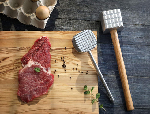 New Star Foodservice 36398 Wood Handle Aluminum Meat Tenderizer/Mallet/Hammer, 13-Inch Overall...