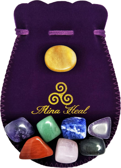 Chakra Stones Healing Crystals Set of 8, for Crystal Healing Meditation, Reiki or As Worry Stones or Palm Stones Thumb Stones and Crystal Therapy...
