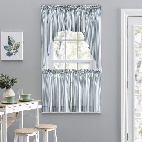 Ellis Curtain Plaza Stripe Tailored Valance, 58" x 15", Blue...