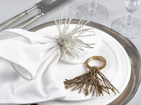 Silver Beaded Spray Design Napkin Ring, 4" H x 1.5" D...