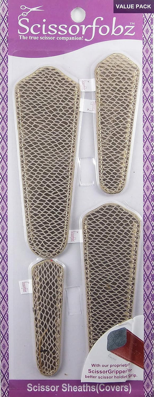 Scissors sheaths by SCISSORFOBZ with ScissorGripper -VALUE PACK-4 sizes- Designer Scissor Covers Holders for embroidery sewing quilting - Quilters...
