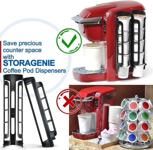 STORAGENIE Coffee Pod Holder Side Mount K Cup Pods Organizer compatible with Keurig Coffee Makers, Space Saving Kcup Storage, Perfect for Small Co...