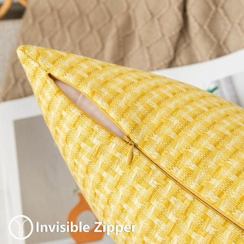 UGASA Outdoor Waterproof Pillow Covers Pack of 2 Weaving Texture Water Resistant Outside Decorative Pillow Cases for Patio Garden Porch Yard Bench...