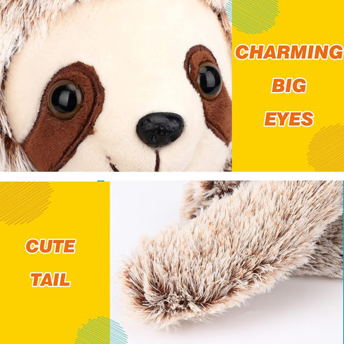 Easfan 17'' Sloth Stuffed Animal Realistic Cute Plush Toy Soft Tree Sloth Plushie Stuff Adorable Birthday for Kids Boys Girls, Brown...
