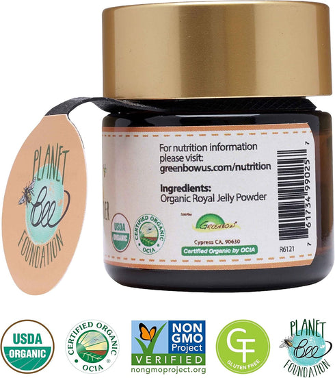Greenbow Royal Jelly Powder– 100% USDA Certified Organic Royal Jelly, Non-GMO, Gluten Free Royal Jelly, Freeze Dried – One of The Most Nutrition P...