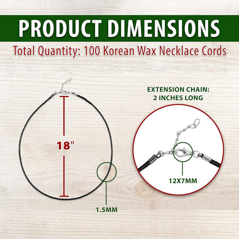 Mandala Crafts Brown Korean Wax Necklace Cord with Clasp Bulk 100 PCs - Necklace String for Jewelry Making Supplies – 18 Inches Rope Necklace Cord...