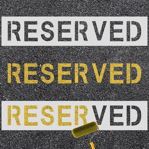 2pcs Reserved Stencil, 28.74x5.9 inch Reserved Parking Sign Spray Painting Letter Stencil Reusable Reserved Template for Parking Lot Concrete Curb...