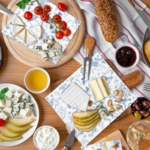 150Pcs Blue Floral Wax Paper Chinoiserie Bird Flower Deli Paper Sandwich Wrap Paper Tissue Waterproof Oil-Proof Picnic Liners for Party Kitchen Su...