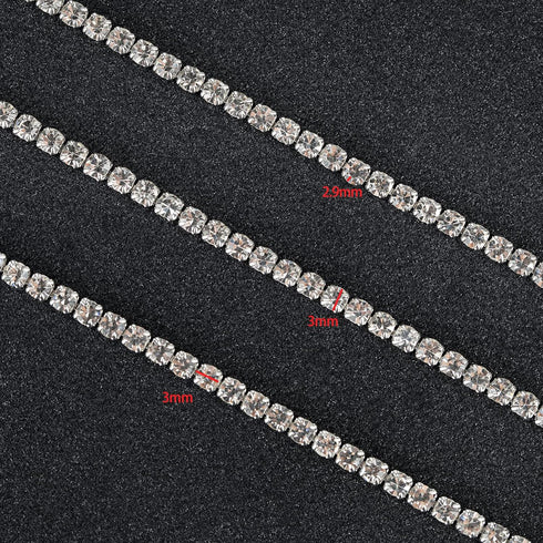 UMAOKANG 16.4 Feet Clear Crystal Rhinestone Close Chain, Silver Stainless Steel Trimming Claw Chains for Bracelet Jewelry Making with Lobster Clas...