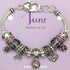 Falari Birthstone Bracelet Multi-Color Charm Beads Silvertone...