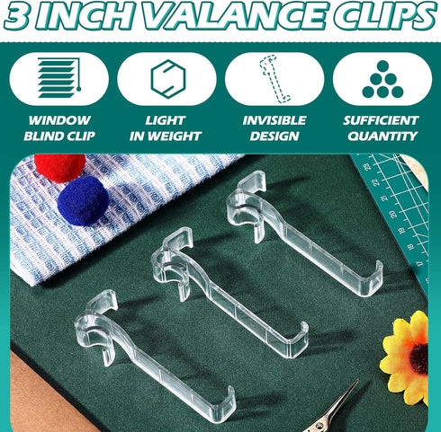 Blulu 3 Inch Valance Clips Window Blind Hidden Clip Clear Plastic Retainer Latent for Horizontal Blind(30 Pieces)...
