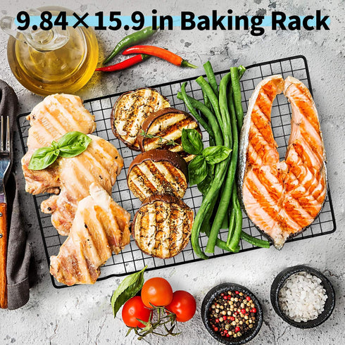 Non-Stick Steel Baking Rack & Cooling Rack, for Cookies,Cakes, Breads and More (Heavy Duty,Oven Safe)-9.84"x15.9"-1 Piece...