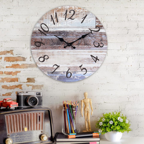 Stonebriar Vintage Farmhouse 14 Inch Round Battery Operated Hanging Wall Clock...