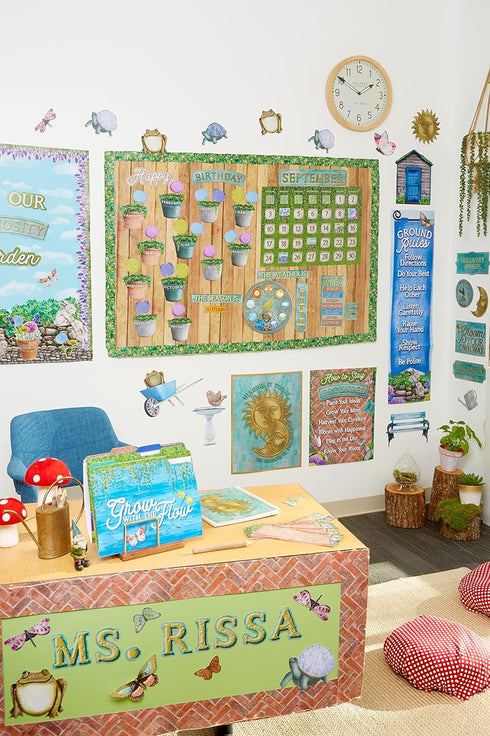 Eureka Curiosity Garden Classroom Calendar Bulletin Board Set for Teachers, 97 Pieces...