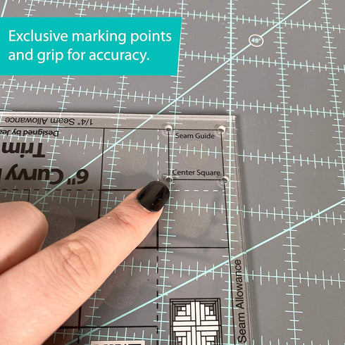 Creative Grids Curvy Log Cabin Trim Tool Quilt Ruler – CGRJAW6 – Made in USA, 6-1/2in x 6-1/2in, Non-Slip Grip Acrylic Quilting, Sewing, Crafting,...