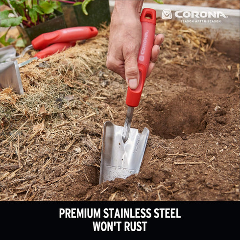 Corona CT 3314 Premium Stainless Steel ComfortGEL Garden Trowel, 13.5" Overall Length, Handle Length 7", Red...