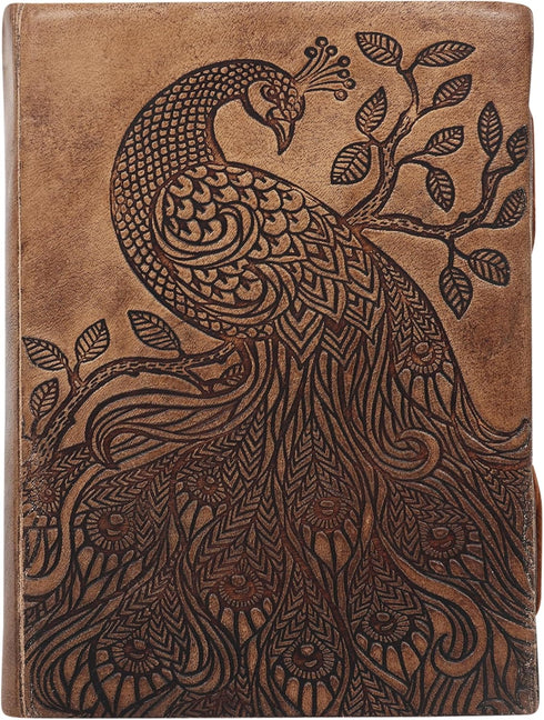 Peacock Embossed Antique Handmade Leather Journal, Great Gift for Men & Women, Daily Notebook Diary, Writing Pad for Artist, Sketchbook, Travel & ...