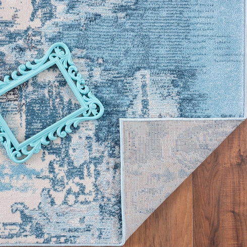 LUXE WEAVERS Abstract Distressed Area Rug, Blue 2x3...