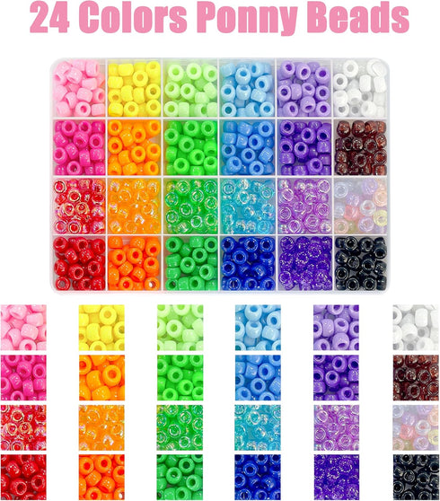 YMSDZHL 1000PCS Bracelet Making Kit, Friendship Jewelry Necklace Bracelet kit 24 Colors 9mm Pony Beads for Bracelet Making Beads, Letter Bead for ...