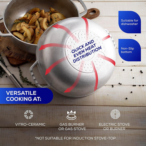Universal Small Caldero 2 Cups - 0.7 QT / 0.6 L, Stainless Aluminum Pot, Even Heat Distribution and Fast Cooking Dutch Oven Pot with Lid, Ergonomi...