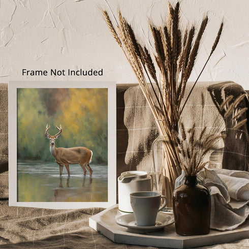 Posterizer 1 pcs- Oil painting style print of a deer-Art for Animal Lovers-Landscape & Nature Art- Gift for Men Women Entrepreneur Teens-Living Ro...