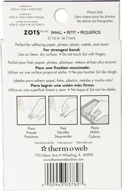 Thermoweb Zots Clear Adhesive Dots, Small, 3/16" Diameter x 1/64" Think, 300 Count...