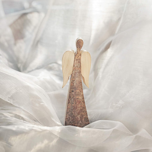 Wooden Angel Figurine, Rustic Angel Figurines in Memory of Loved One, Guardian Angel Statue, Christmas Angel Decor, Bereavement Gifts, Condolence ...