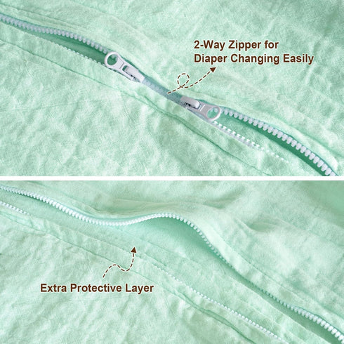 PHF 100% Muslin Cotton Baby Sleep Sacks, 0-6 Months Sleep Sack with 2-Way Zipper, 2 Pack Cooling Unisex 0.5 TOG Breathable Small Size Sleeveless B...