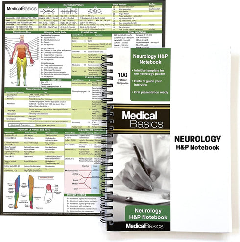 Neurology H&P Notebook Medical History and Physical notebook, 100 medical templates with perforations...