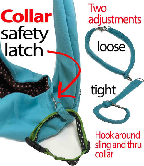 iPrimio Reversible Cat Sling & Dog Carrier Sling - Aqua Blue, Soft Hands Free Pet Carrier, Cat Papoose Carrier Front, Puppy Sling, Cat Carrier, Pe...