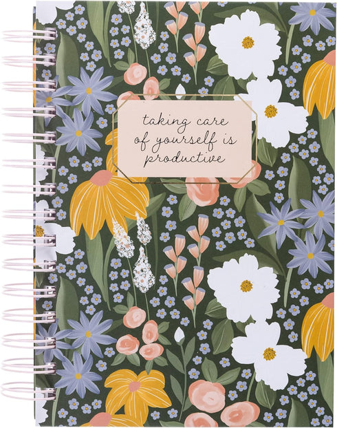 Graphique Spiral Hard Cover Journal - Self Care - 6.25" x 8.25", 160 Lined Pages, Gold Foil - Perfect for Taking Notes, Writing Lists and More...