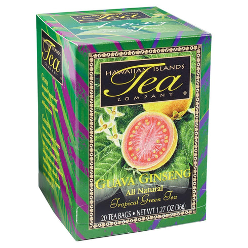 Hawaiian Islands Tea Company Guava Ginseng Green Tea, All Natural - 20 Teabags (1 Box)...