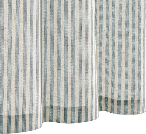 Vangao Kitchen Valance Linen Stripe Short Curtain Farmhouse Country Rustic Pinstripe Tickingstripe Light Filtering Rod Pocket Window Topper Treatm...