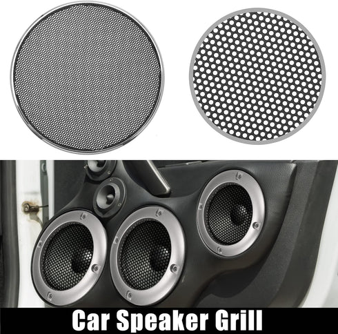 X AUTOHAUX 4 Inch Car Metal Audio Speaker Grill Cover Mesh Woofer Horn Guard Decorative Circle Grille Protector Silver Tone...