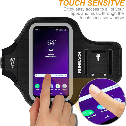 Armband for Galaxy S9,Running Exercise Gym Bag with Fingerprint Touch/Key Holder and Card Slot for Samsung Galaxy S9 (Black)...