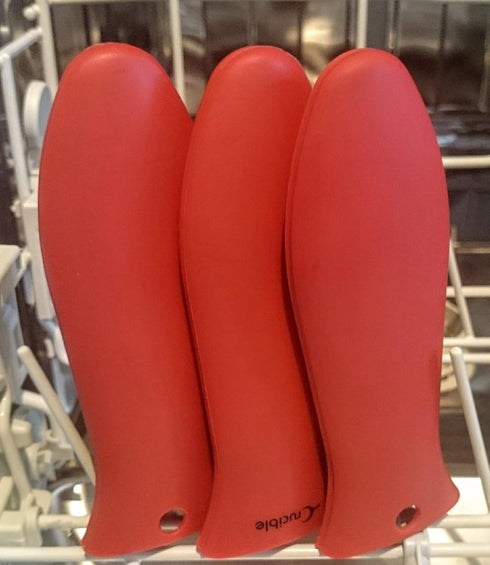 Silicone Hot Handle Holder, Potholder (Large Red) for Cast Iron Skillets, Pans, Frying Pans & Griddles, Metal and Aluminum Cookware Handles - Slee...
