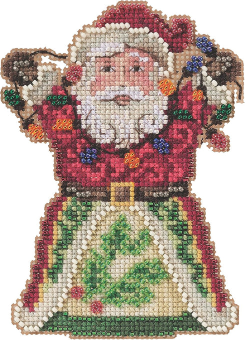 Santa with Lights Counted Cross Stitch Ornament Kit Mill Hill 2021 Jim Shore JS202111, multi...