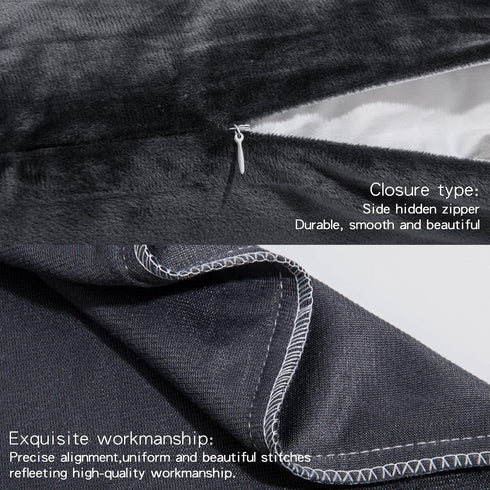 NTBAY 2 Pack Zippered Velvet Queen Pillowcases, Super Soft and Cozy Luxury Fuzzy Flannel Pillow Cases with Zipper, 20x30 Inches, Charcoal Grey...