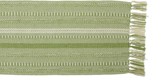 DII Farmhouse Braided Stripe Table Runner Collection, 15x72 (15x77, Fringe Included), Antique Green...