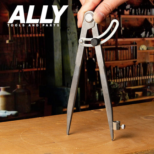 ALLY Tools 8 Inch Precision Locking Wing Divider/Woodworking Compass with Pencil Holder INCLUDES Two Pencils and Pencil Sharpener Ideal for Drawin...