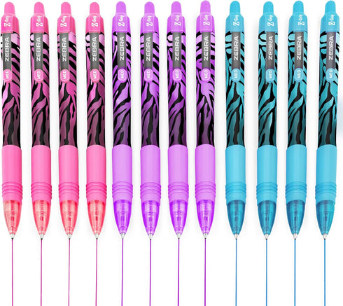 Zebra Z-Grip Smooth Ballpoint Pen - 1.0mm - Funky Flame - Stripe Barrel - Blue, Pink, Violet - Pack of 12...