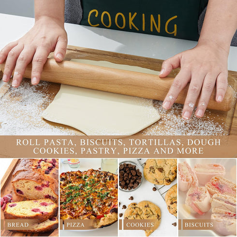 Bamber Mini Wood Rolling Pin for Baking Small Wooden Rolling Dowel Stick Dough Roller for Kids, 11'' by 1.2''...