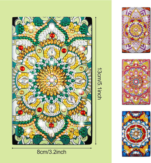 Patelai 4 Pcs Diamond Mandala Flower Notebook Kits 3 x 5 In DIY Mandala Cover Notebook Crystal Mandala Journal Notebook Sketchbook Notepad for Men...