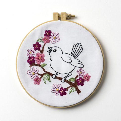 Bucilla 47917E Stamped Embroidery Kit, 6", Cherry Blossom Birdie...