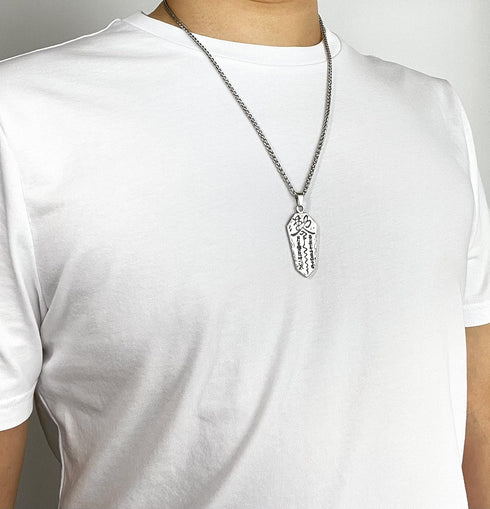 MOO&LEE Men's Stainless Steel Necklace Taoist Yin Yang Taichi Symbol Amulet Pendant with 24 Inches Link Chain...