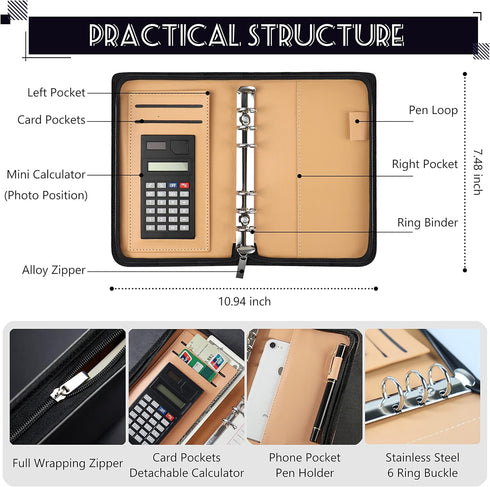 Budget Binder with Zipper Envelopes, Cash Envelopes for Budgeting, A6 PU Leather Budget Planner 2024 with Cash Envelopes Calculator, Bill Money Or...