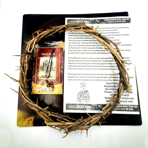 ZULUF 7.5" Crown of Thorns from Bethlehem Jerusalem – Authentic Holy Land Passion of Christ Gift Boxed Ornament HLG027...
