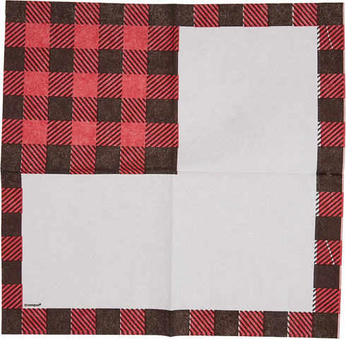 Unique Plaid Lumberjack Beverage Napkins - 5' x 5', 16 Pcs...
