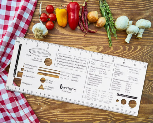 Culinary Ruler Acrylic Cutting Reference Template Cooking Measurement for Food Essential Kitchen Tool with Weight Temperature Baking Conversion Ch...